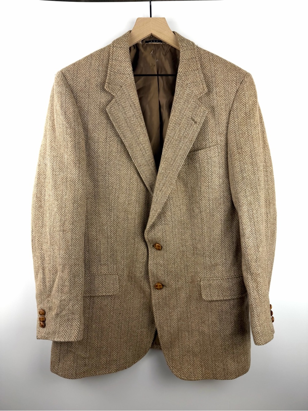 Vintage Jean Paul Germain Tweed Herringbone 100% Wool Jacket Blazer 42 Long